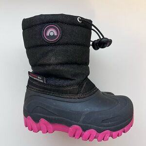 Kids Black Snow Boot with Pink Tread